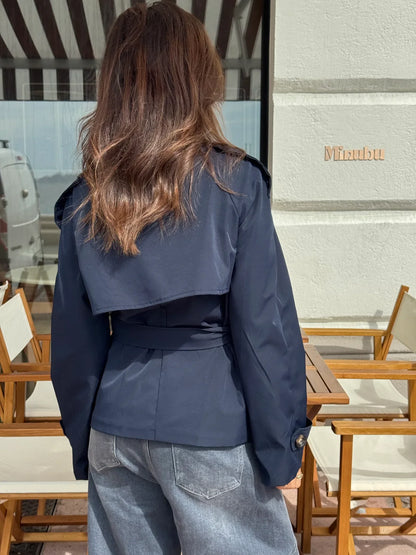 Alden Trench Coat - Navy Blue