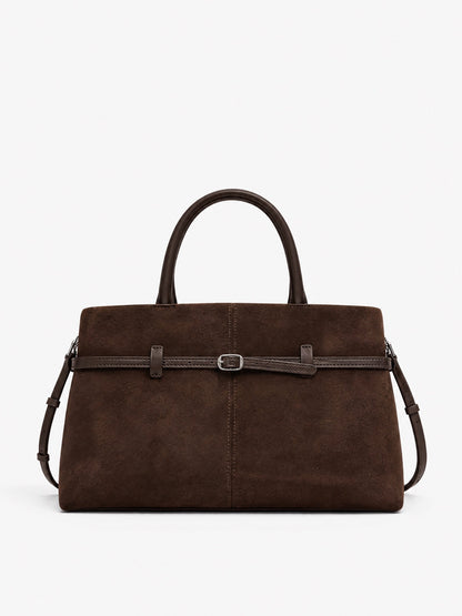 Bella Suede Bag – Dark Brown
