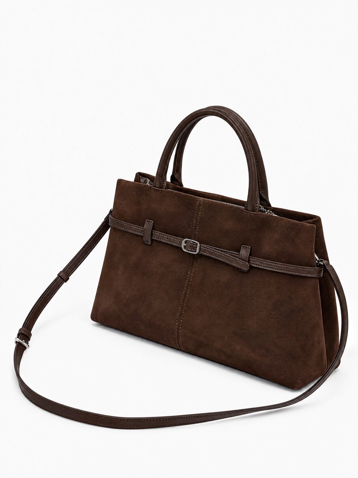 Bella Suede Bag – Dark Brown
