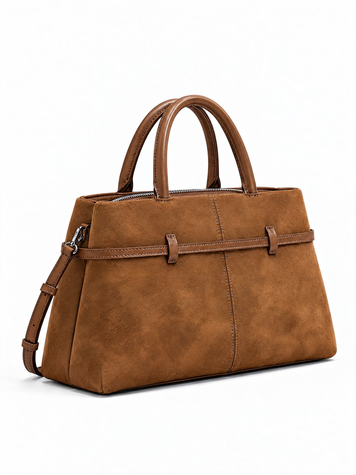 Bella Suede Bag – Caramel Brown