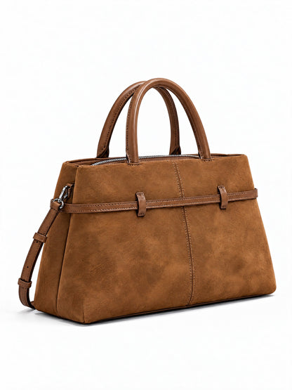 Bella Suede Bag – Caramel Brown