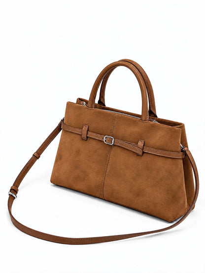 Bella Suede Bag – Caramel Brown